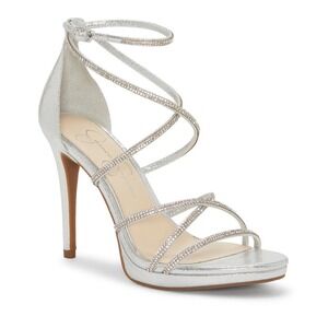 NWB Jessica Simpson JS-JAEYA Platinum Shimmer Sandal Heels‎ Women Size 6